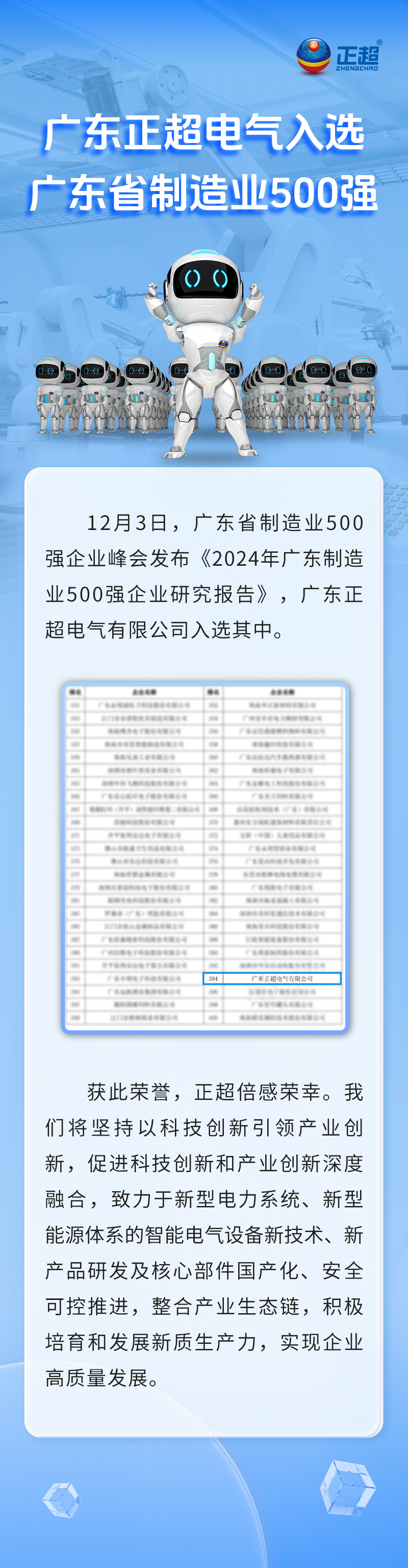 广东bb电子电气入选广东省制造业500强